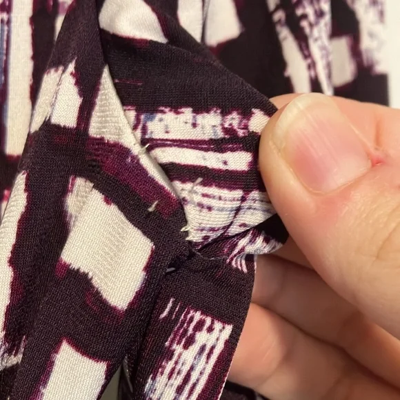 Eliza J Wrap Dress Size 10 Purple Geometric Pattern 3/4 Sleeve Stretchy - Picture 9 of 12